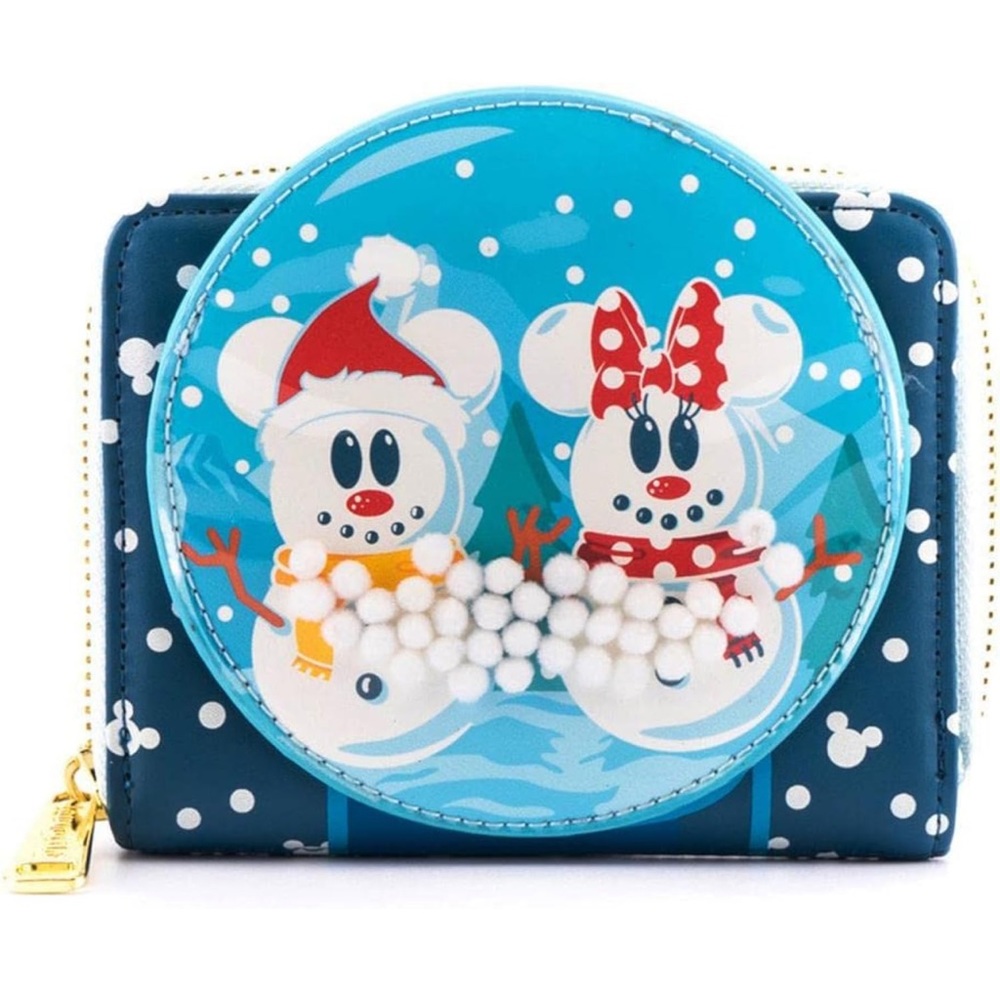 Loungefly Disney Snowman Mickey & Minnie Snow Globe Zip-Around Wallet
